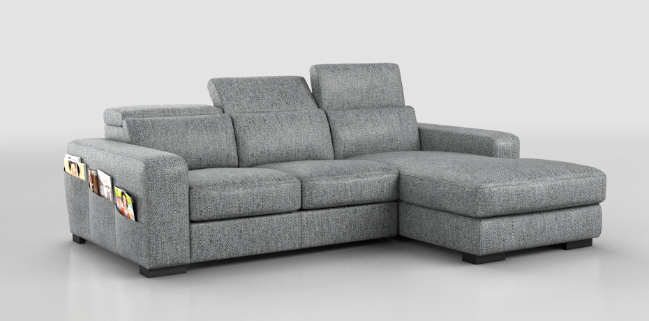 Melizzano - corner sofa with sliding mechanism right peninsula with pocket organiser